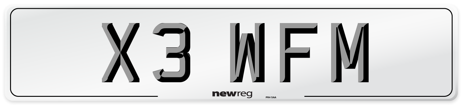 X3 WFM Number Plate from New Reg